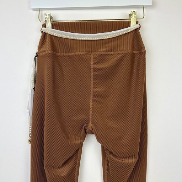 WeWoreWhat Chain High Rise Legging Ribbed Brown Stretch Athleisure Small NWT - Picture 9 of 12